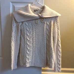 Cream Cotton Cable Knit Sweater